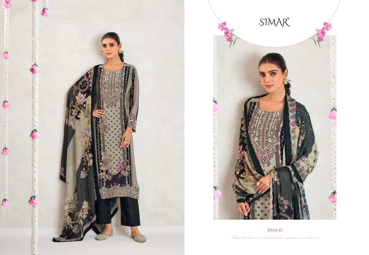 Qurbat By Glossy Crape Printed Dress Material Wholesalers In Delhi